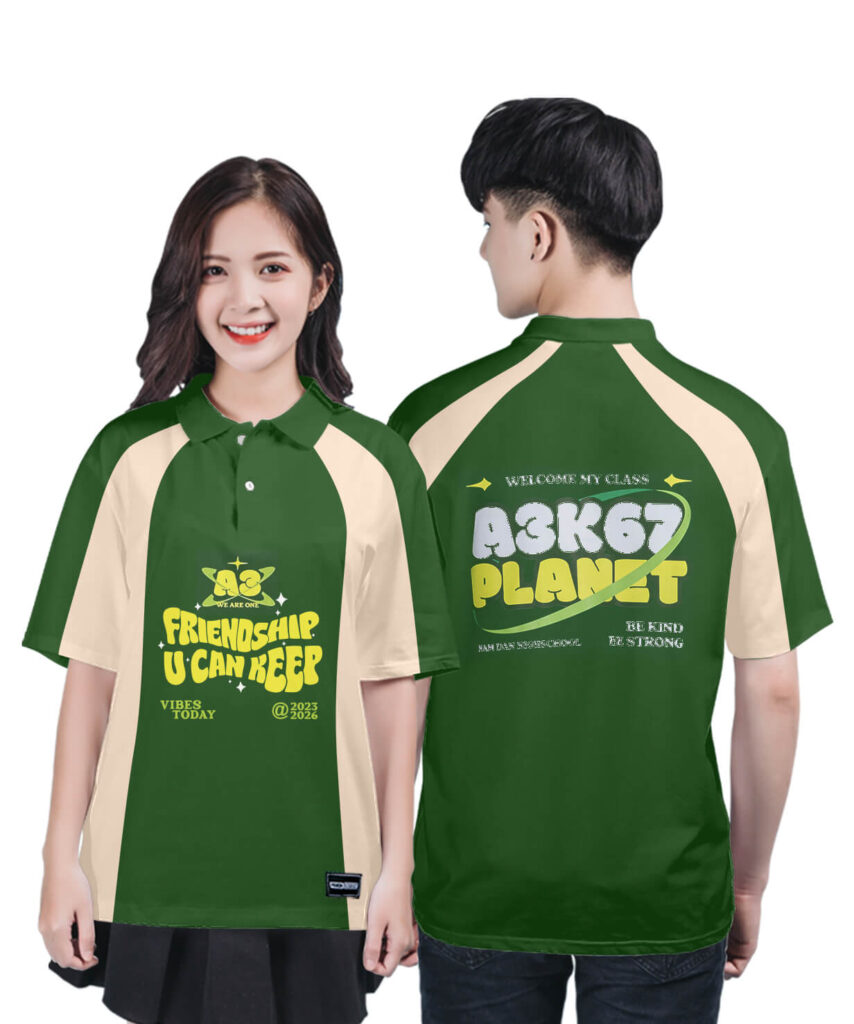 983 Áo lớp Polo mix màu BST Friends Xanh nhiệt đới - Kem
