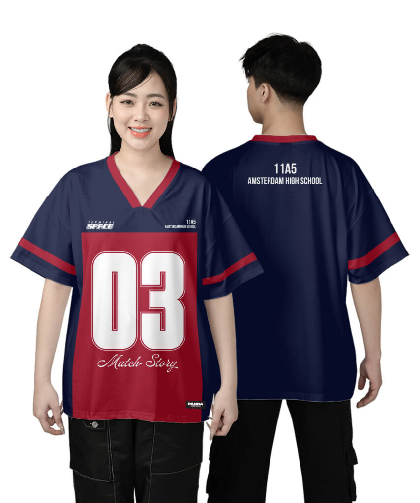 985 Áo lớp T-shirt cổ V BST Sport Xanh tím than - Đỏ đô
