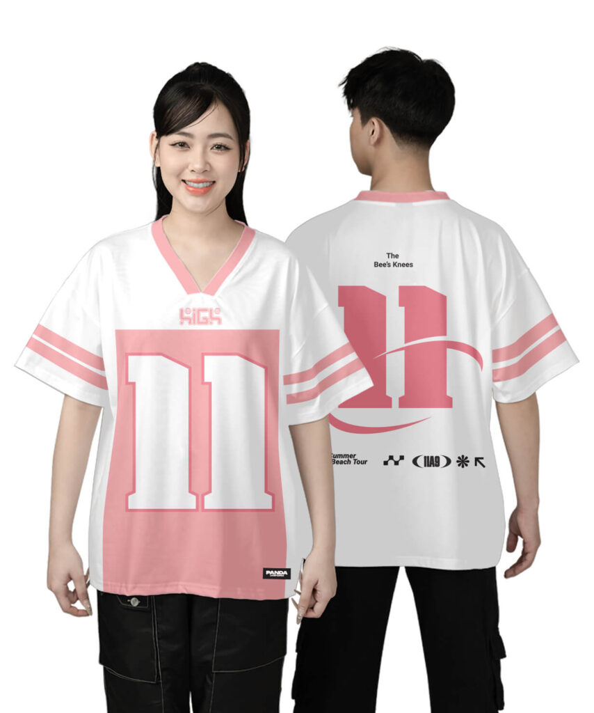 987 Áo lớp T-shirt cổ V BST Sport Trắng - Hồng nude