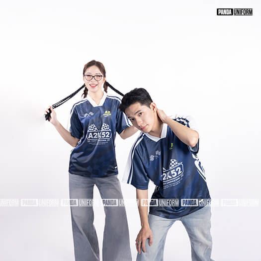 993 áo lớp t-shirt cổ v c°class xanh tím than 1