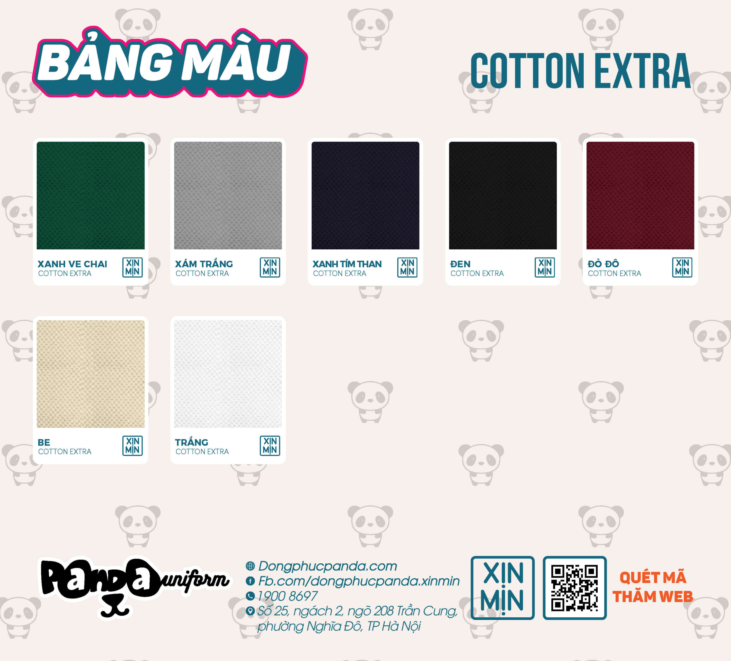 Bảng màu áo lớp chất vải cotton extra - Panda Uniform