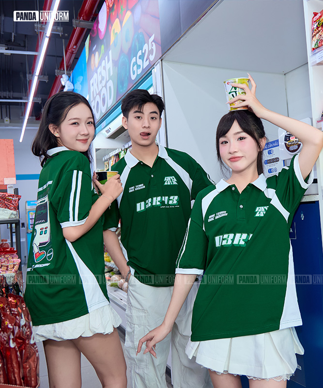 1002 Polo mix màu BST Coolmix Xanh nhiệt đới x Trắng