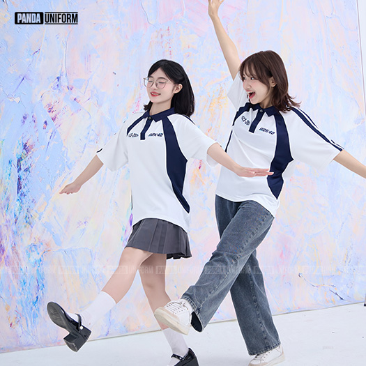 1005 Polo mix màu BST Coolmix Trắng x Xanh tím than 1