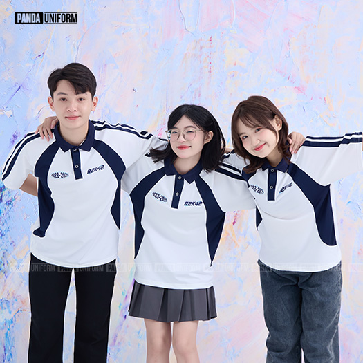 1005 Polo mix màu BST Coolmix Trắng x Xanh tím than 1