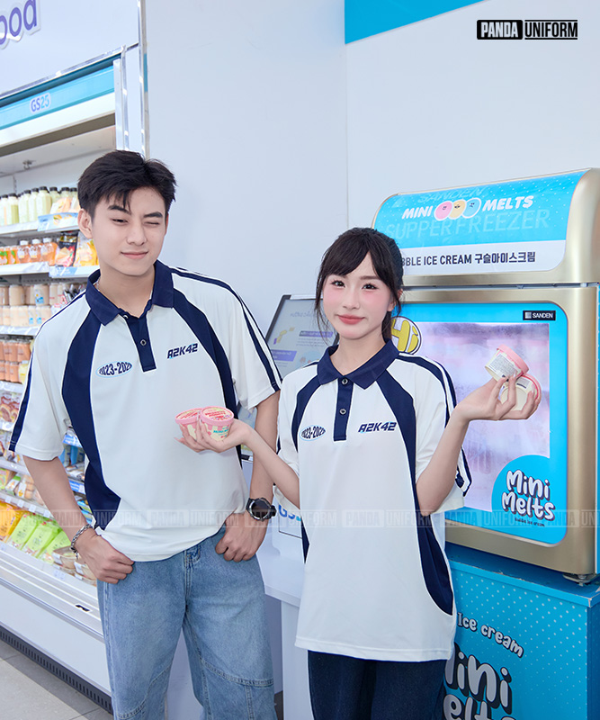 1005 Polo mix màu BST Coolmix Trắng x Xanh tím than 1