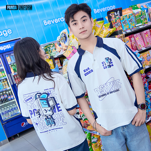 1006 Polo mix màu BST Coolmix Trắng x Xanh tím than 2