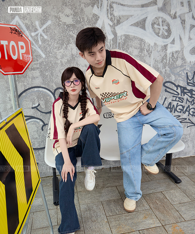 Polo mix cổ V BST Coolmix Be x Đỏ đô