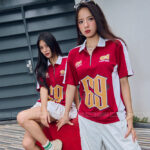 Polo cổ zip BST Crewmate Đỏ đô x Trắng 1
