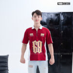 Polo cổ zip BST Crewmate Đỏ đô x Trắng 1