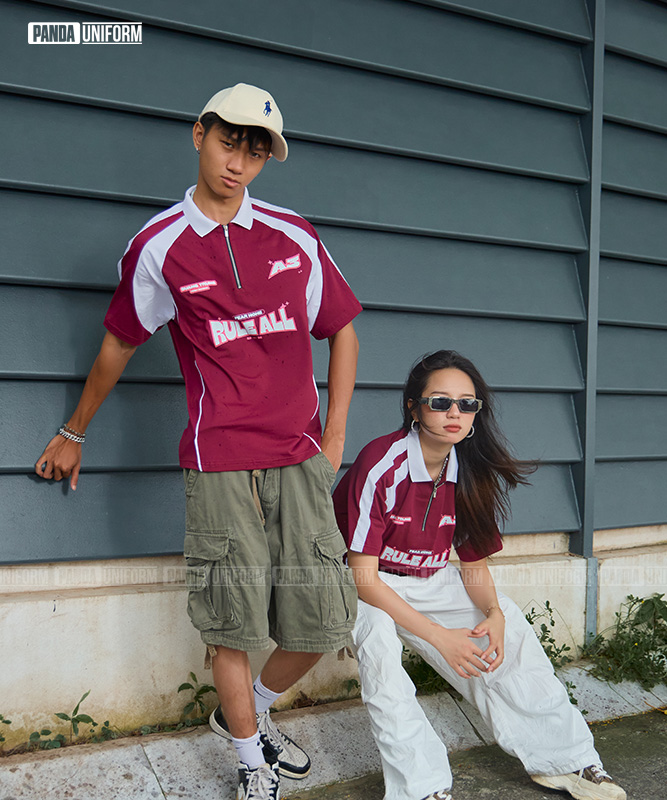 Polo cổ zip BST Crewmate Nho x Trắng