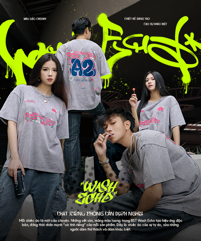 Tshirt Wash BST Wash Echo Ghi đá