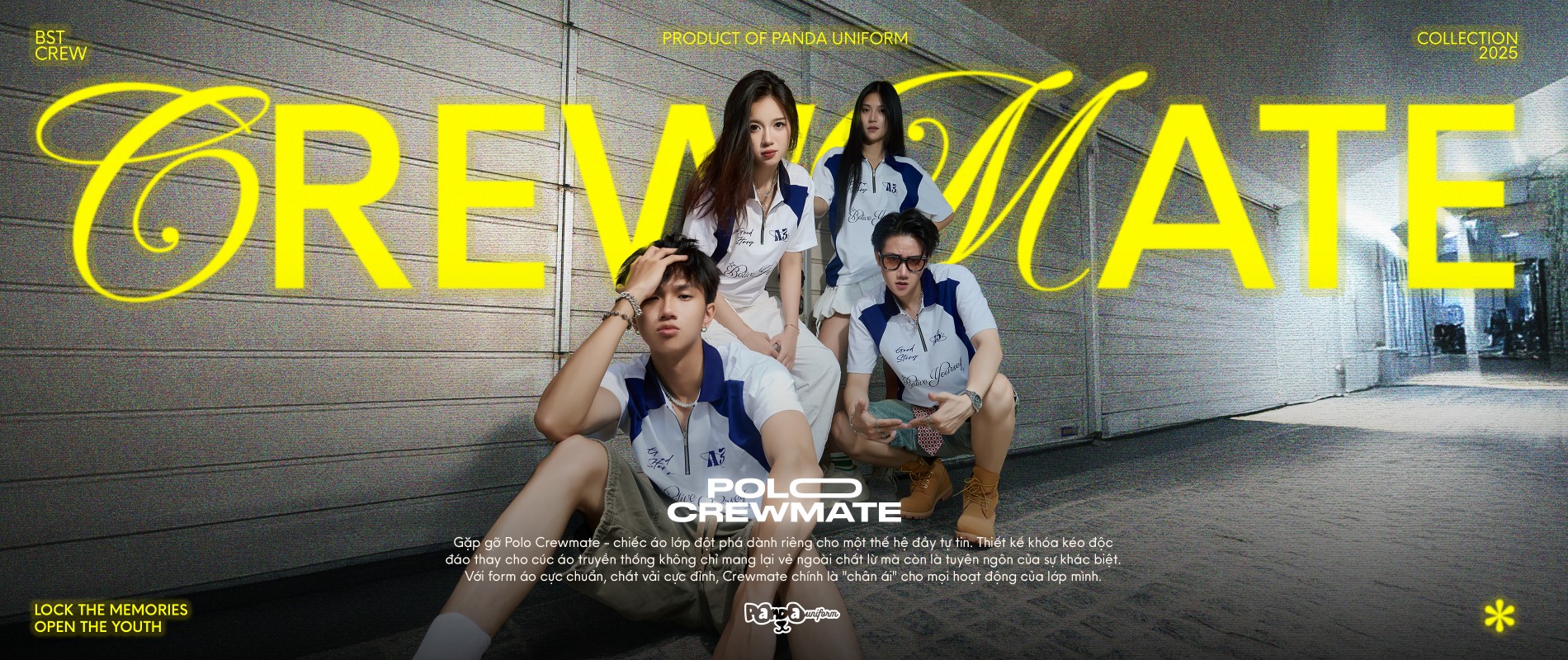 bst crewmate áo lớp polo cổ zip tại panda uniform